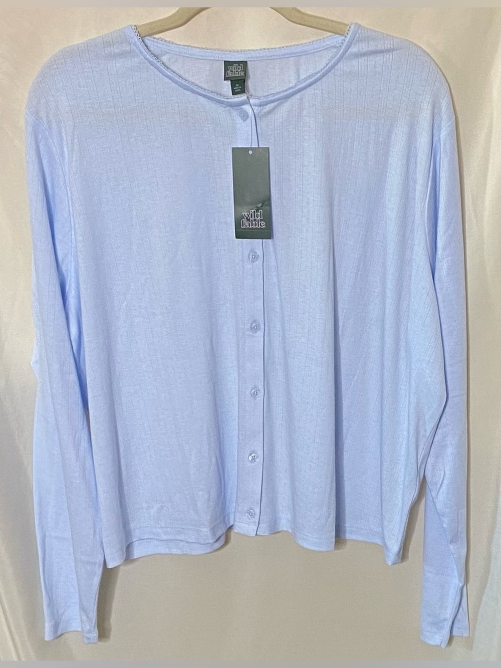 NWT Wild Fable Plus Size Women's Light Blue Button Front Top/ Thin Cardigan